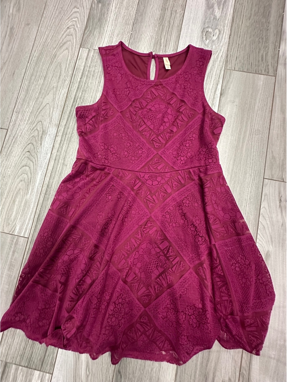 Xhilaration Women's Burgundy Lace Fit & Flare Dress Size Large
